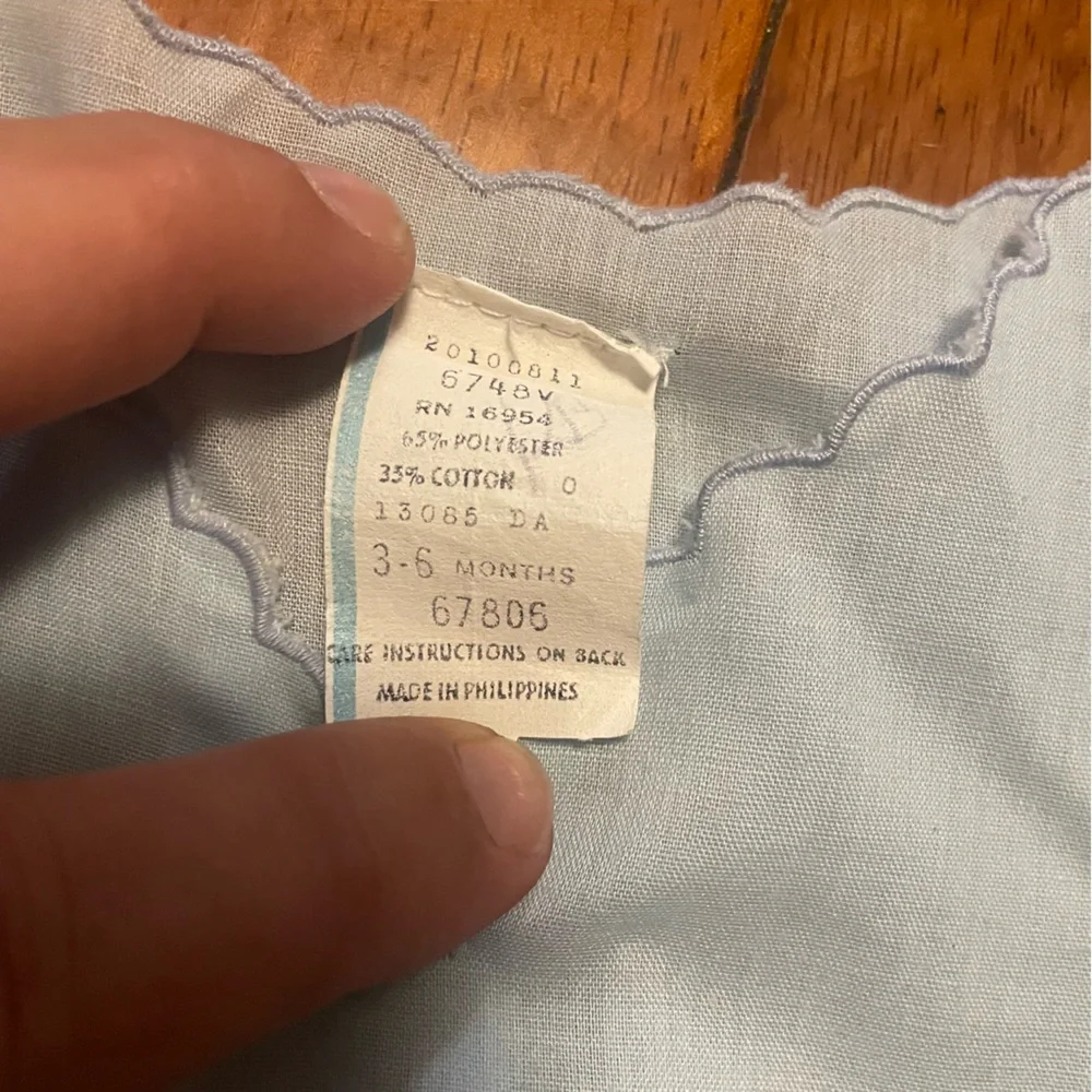 Vintage Light Blue Embroidered Teddy Bear Vest and Diaper Cover Set‎ 3-6 Months